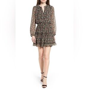 NWT REBECCA MINKOFF Rosemary Floral Dress black floral print Size Medium peasant